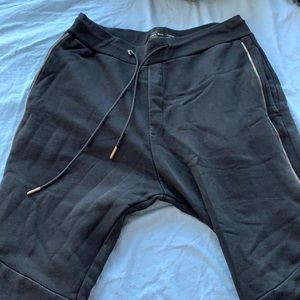 Zara Men Black Joggers with Metal Zip Design on Sides